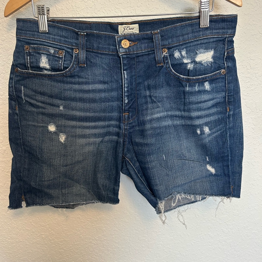 J. Crew Dark Blue Distressed Denim Cutoff Shorts